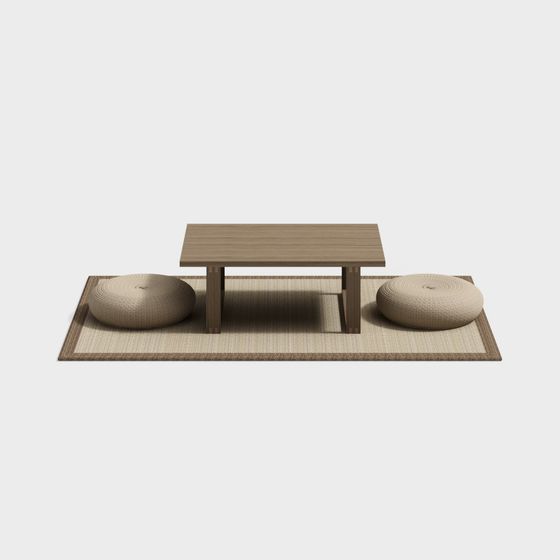 Zen Tea Table 3D model for Tranquil Spaces