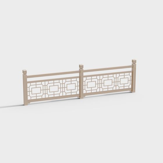 Chinese Style Railing Elegant Chinese Hollow Railing 3D model