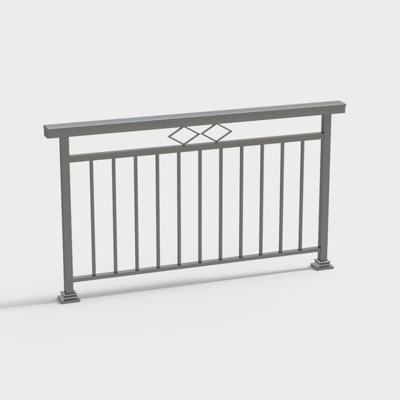 Sleek Metal Railing 3D Model Design