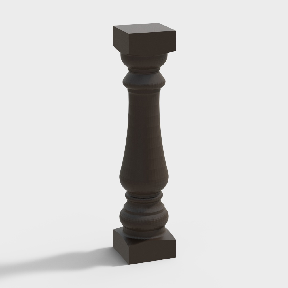 Low Polygon Style Column 3D Model – Detailed Black Design