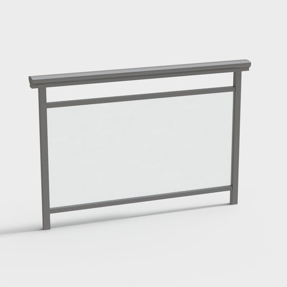 Black Glass Railing 3D Model