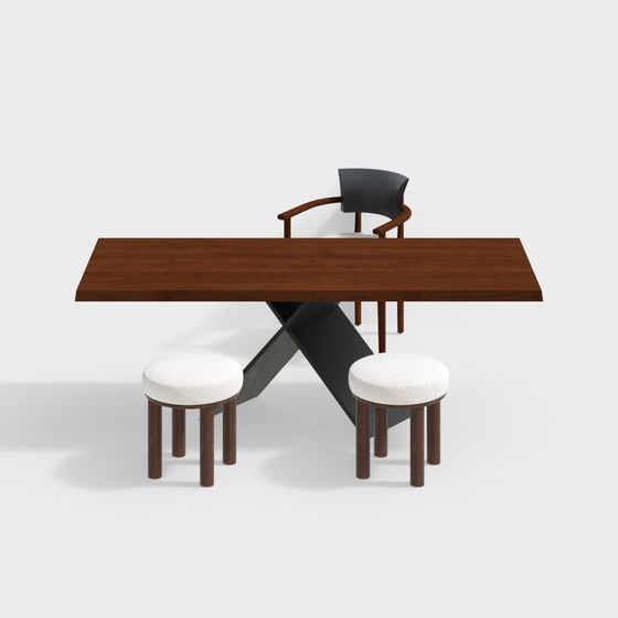 Urban Minimalist Dining Set 3D model for Modern Spaces