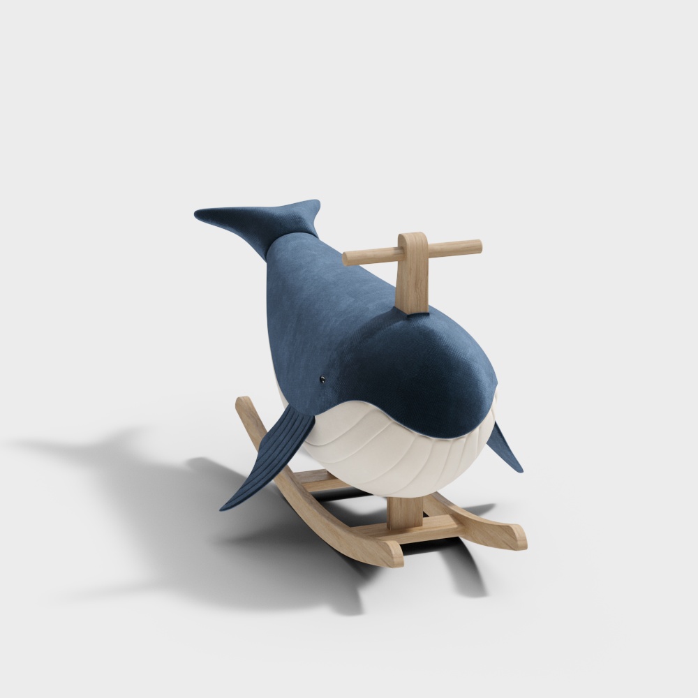 Charming 3D Modeled Whale on Wooden Chair