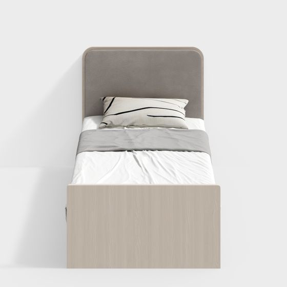 Chic Beige High Bed for Apartment Dormitory 3D Model