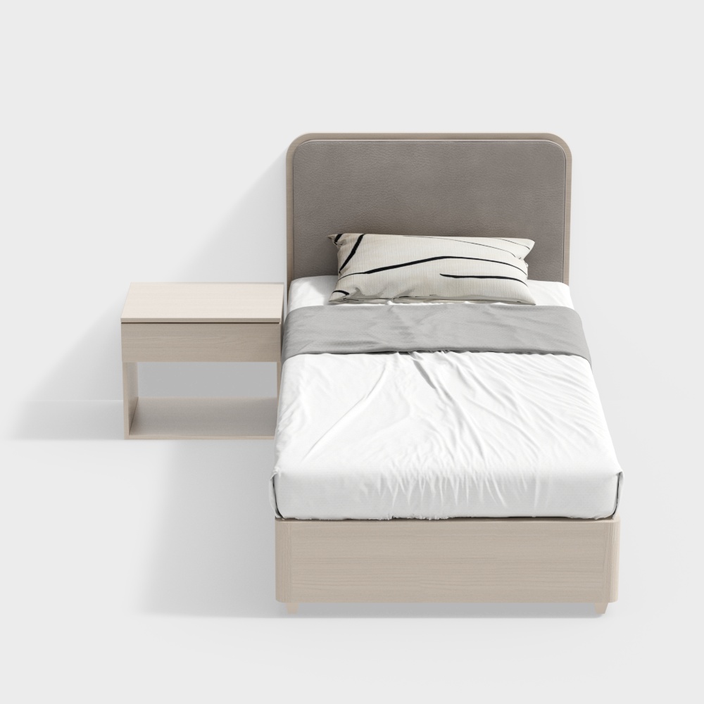 Apartment Dormitory Room with a Single Bed and a Bedside Cabinet