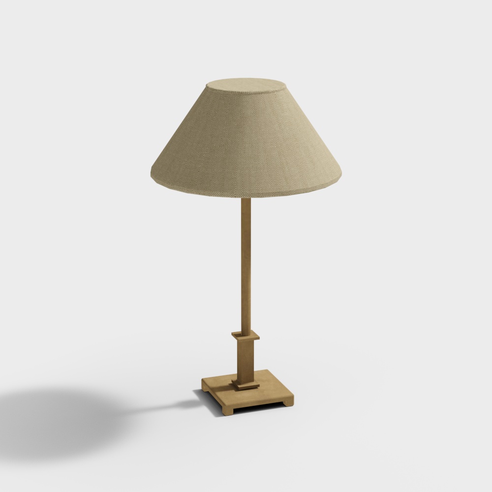 Elegant Minimalist Table Lamp 3D Model – Fabric Shade Design