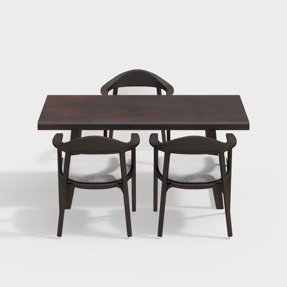 Stylish 3D Model Dining Table and Chairs Set for Modern Spaces