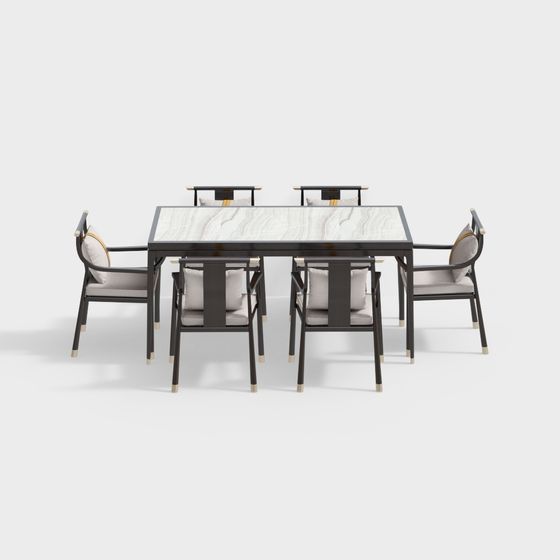 Urban Living Room Table and Chairs 3D model
