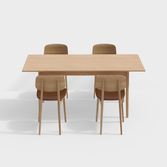 Stylish Dining Table and Chair Set 3D model for Modern Spaces