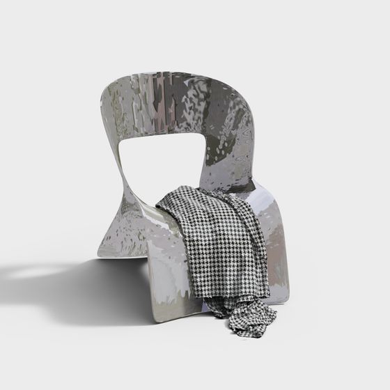 Stylish Gray Metal 3D Chair Model for Creative Projects