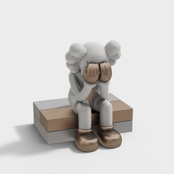 Sad KAWS 3D model - Unique Art Aesthetic