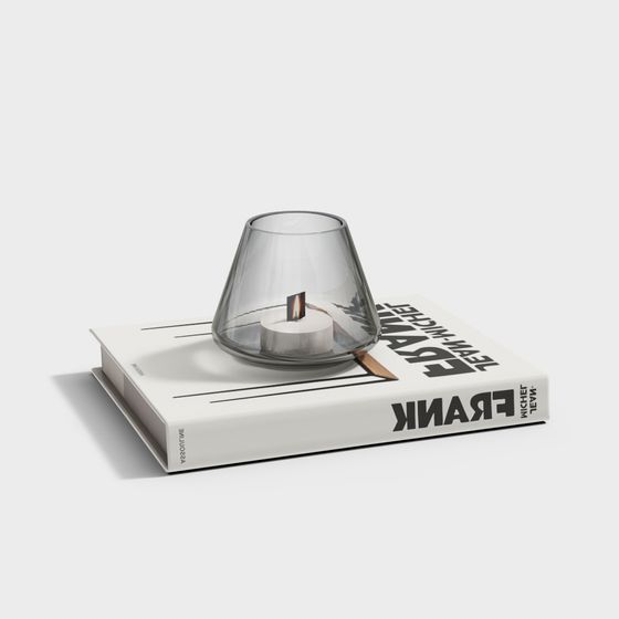 Glass Candle Holder and Books 3D model