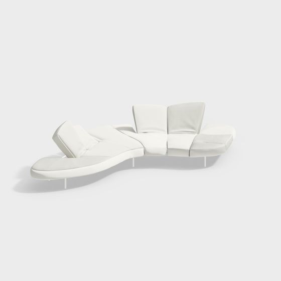 Sleek Low-Poly Sofa 3D model