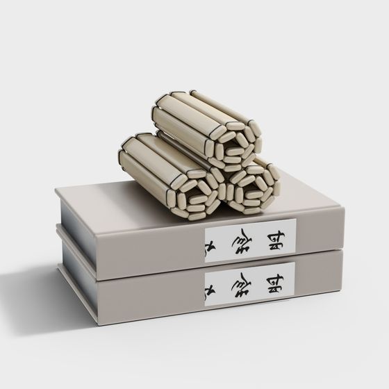 Bamboo Scroll 3D Model for Eastern Aesthetic