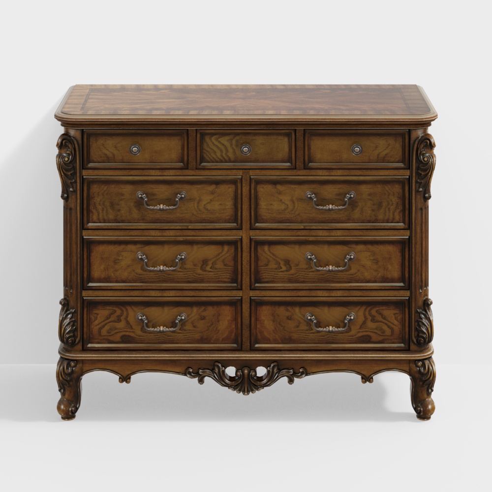 Vintage Dressing Table 3D Model – Classic Wood Design