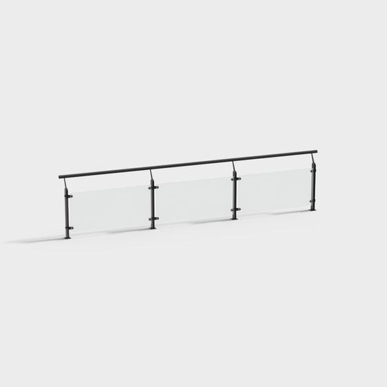 Elegant Glass Railing 3D model for Modern Spaces