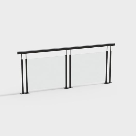 Sleek Glass Railing 3D Model for Urban Interiors