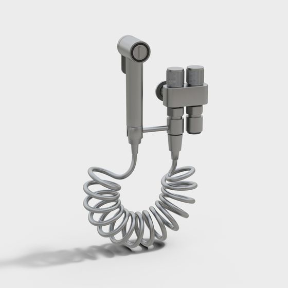 Functional Spray Gun 3D Model in Gray