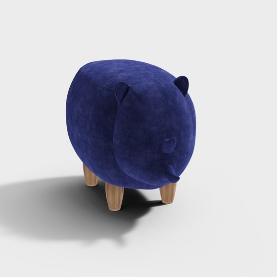 Blue Bear Ottoman 3D model for Creative Spaces