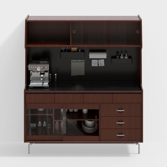 Stylish Coffee Corner Hutch 3D model