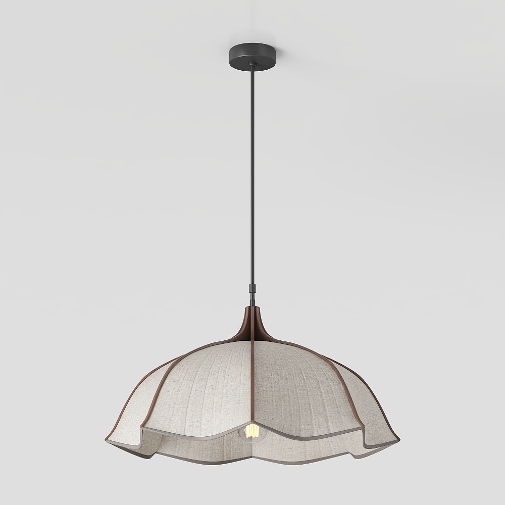 Modern Pendant Light 3D Model – Fabric & Bronze Design