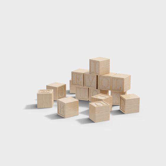 3D Wooden Building Blocks Model for Creative Projects