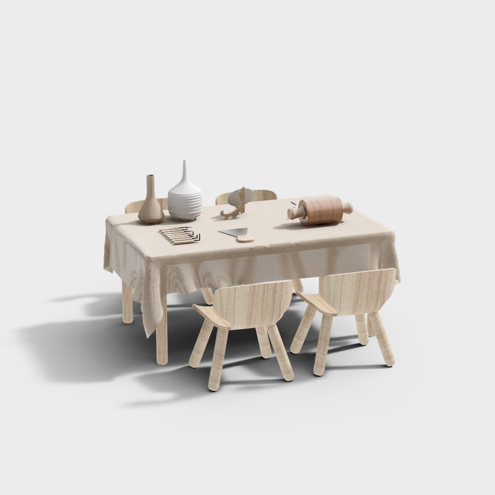 Tavolo e sedie in ceramica per aula di educazione infantile