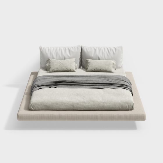 Contemporary Low-Polygon Bed 3D Model