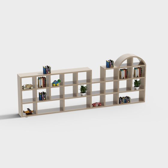 Elegant Low-Poly Bookshelf 3D model