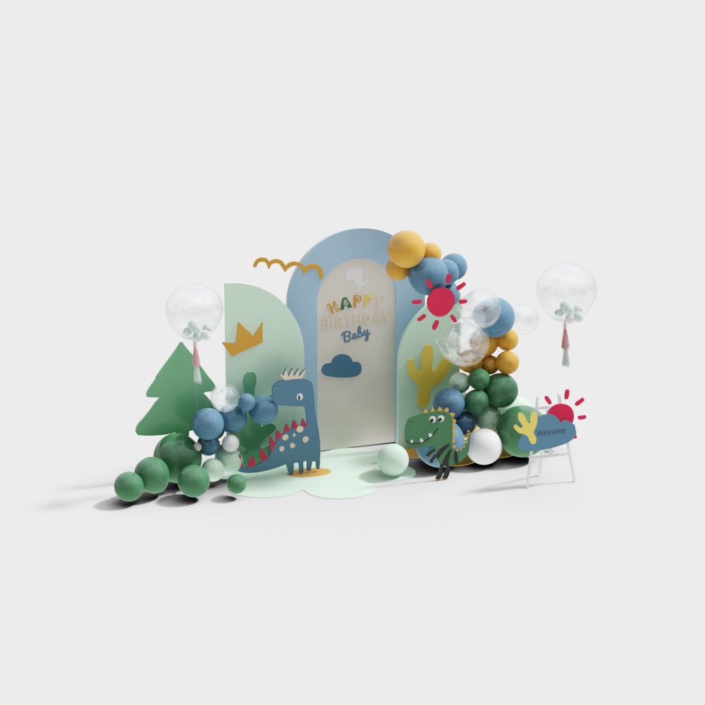 Dinosauro a tema compleanno decorativo per l'asilo