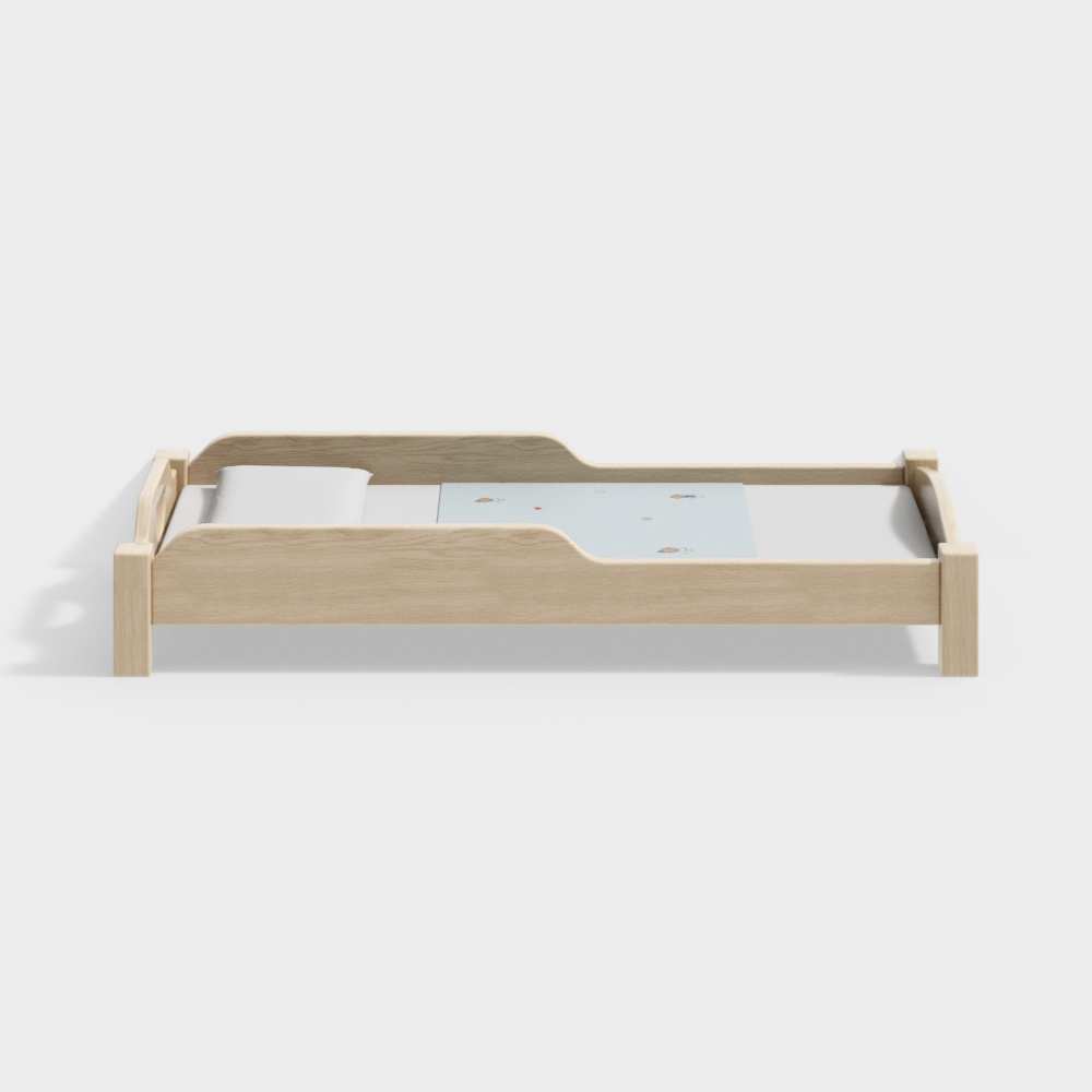 Preschool Children's Single-Layer Wooden Bed