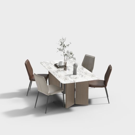 Elegant Dining Table and Chairs 3D model for Modern Spaces