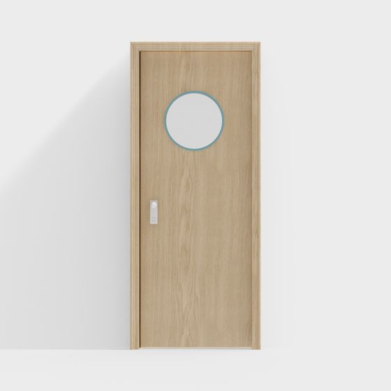 Round Window Wooden Door 3D model