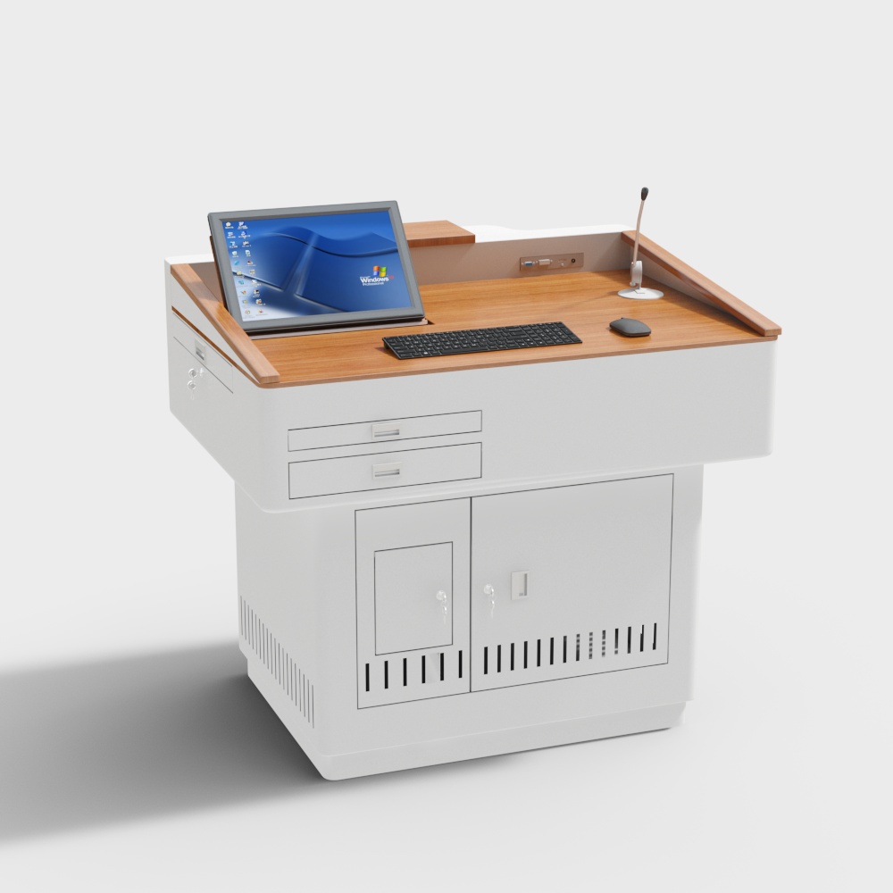 Classroom Multimedia Podium Wooden Veneer