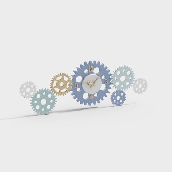 Low Poly Gear Clock 3D model