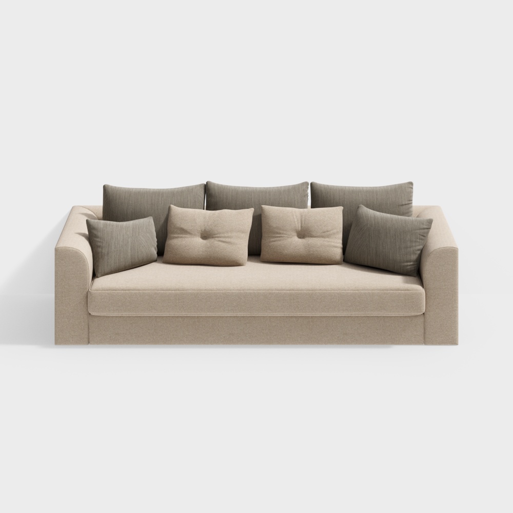 Urban Comfort Low-Poly Sofa – Minimalist Beige Fabric