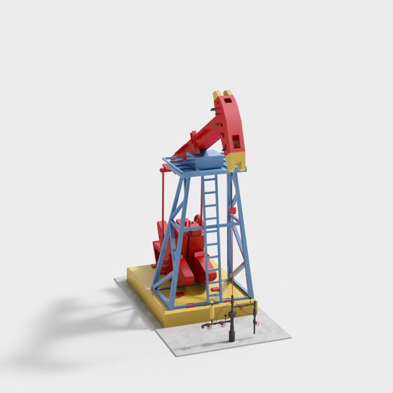Vibrant Low-Poly Oil Pump 3D model