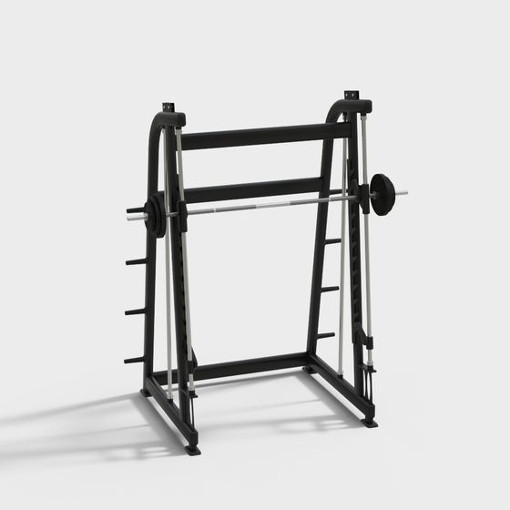 Modern Gym Fitness Equipment 3D Model in Black