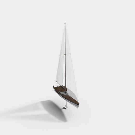 Elegant Low-Poly Sailing Boat 3D model