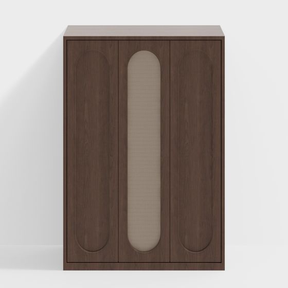 Elegant Wooden Wardrobe 3D model for Modern Spaces