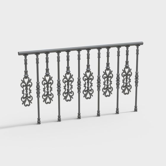Elegant Iron Railing 3D model