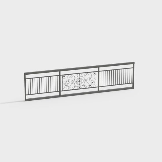 Elegant Metal Railing 3D model for Modern Spaces