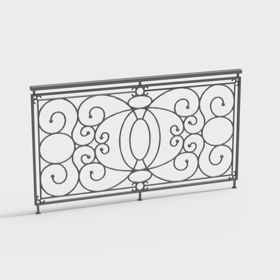 Vintage Scrollwork Railings 3D model for Creative Projects