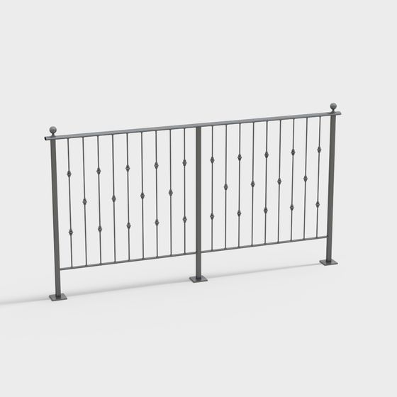 Elegant Iron Railing 3D model for Modern Spaces