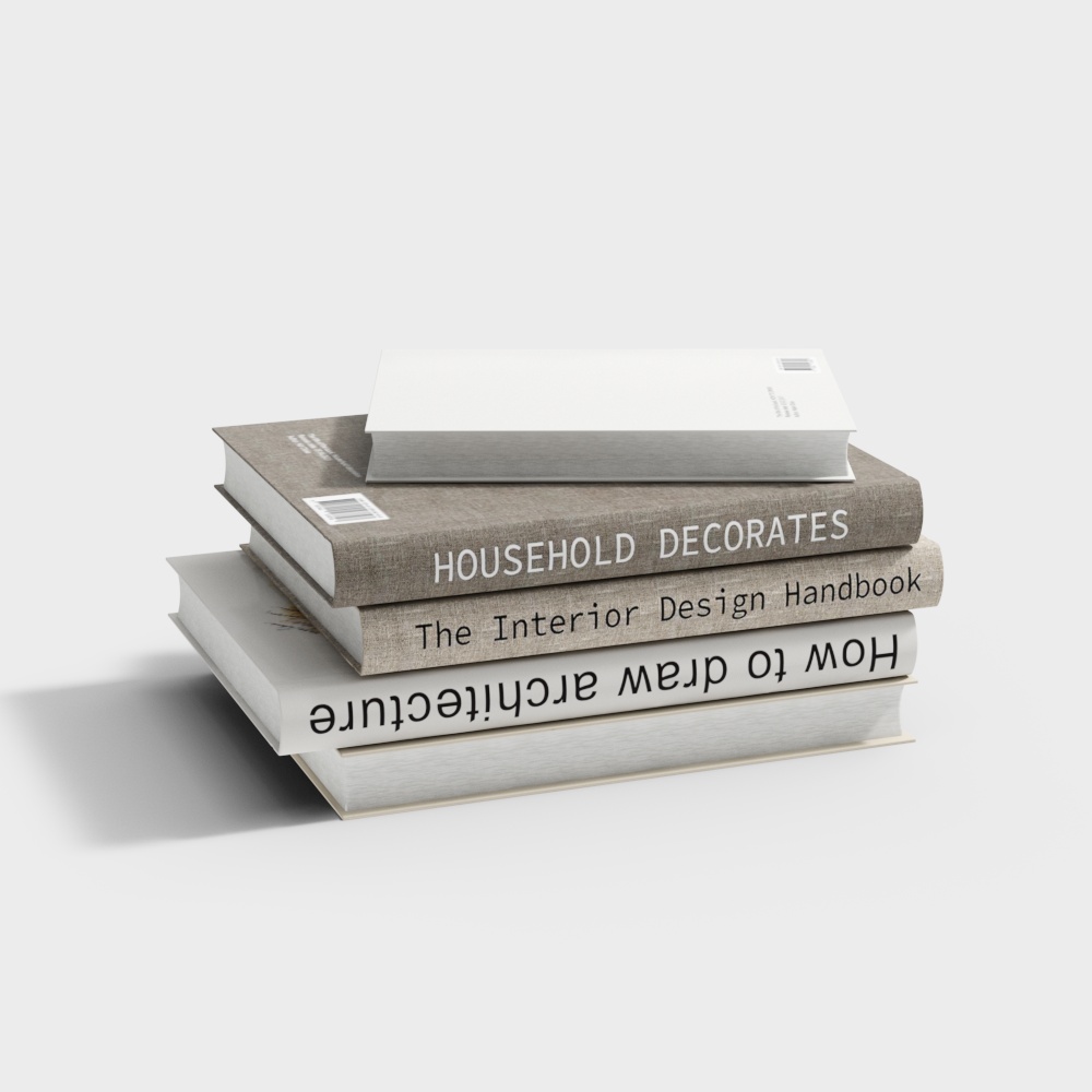 Stylish Low-Polygon Book Stack 3D Model