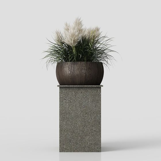Low-Polygon Concrete Planter Stand 3D model