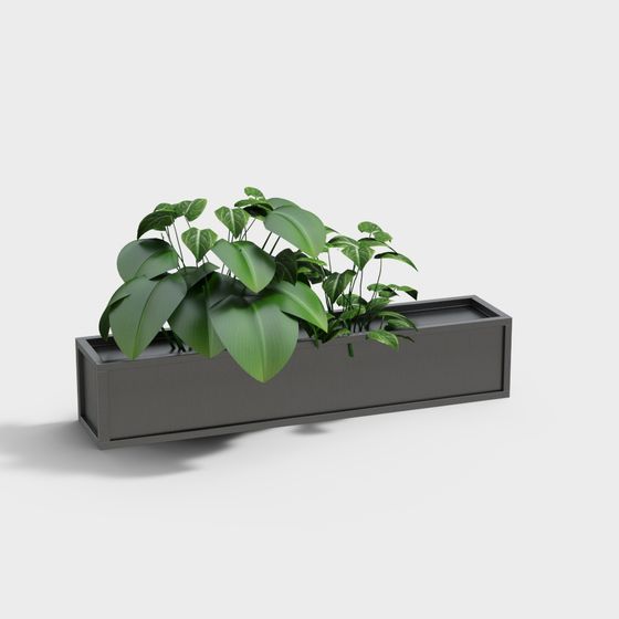 Stylish Rectangular Planter 3D Model for Modern Spaces