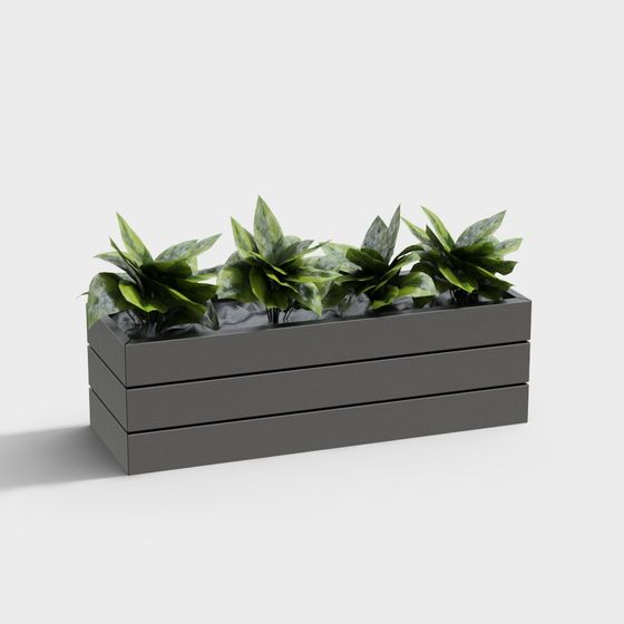 Sleek Urban Oasis Planter Box 3D model