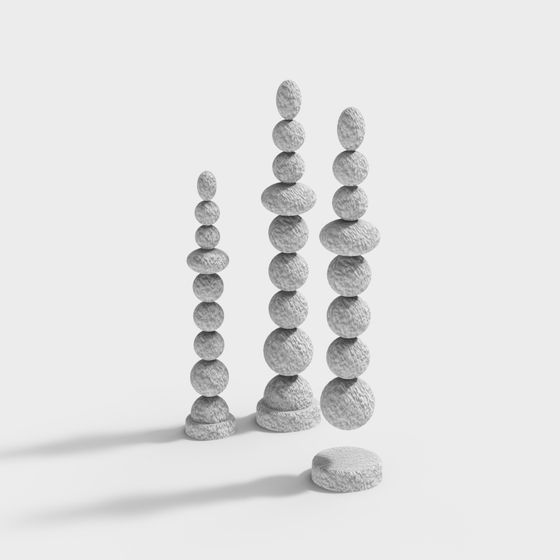 Realistic Gray Stone Stack 3D model