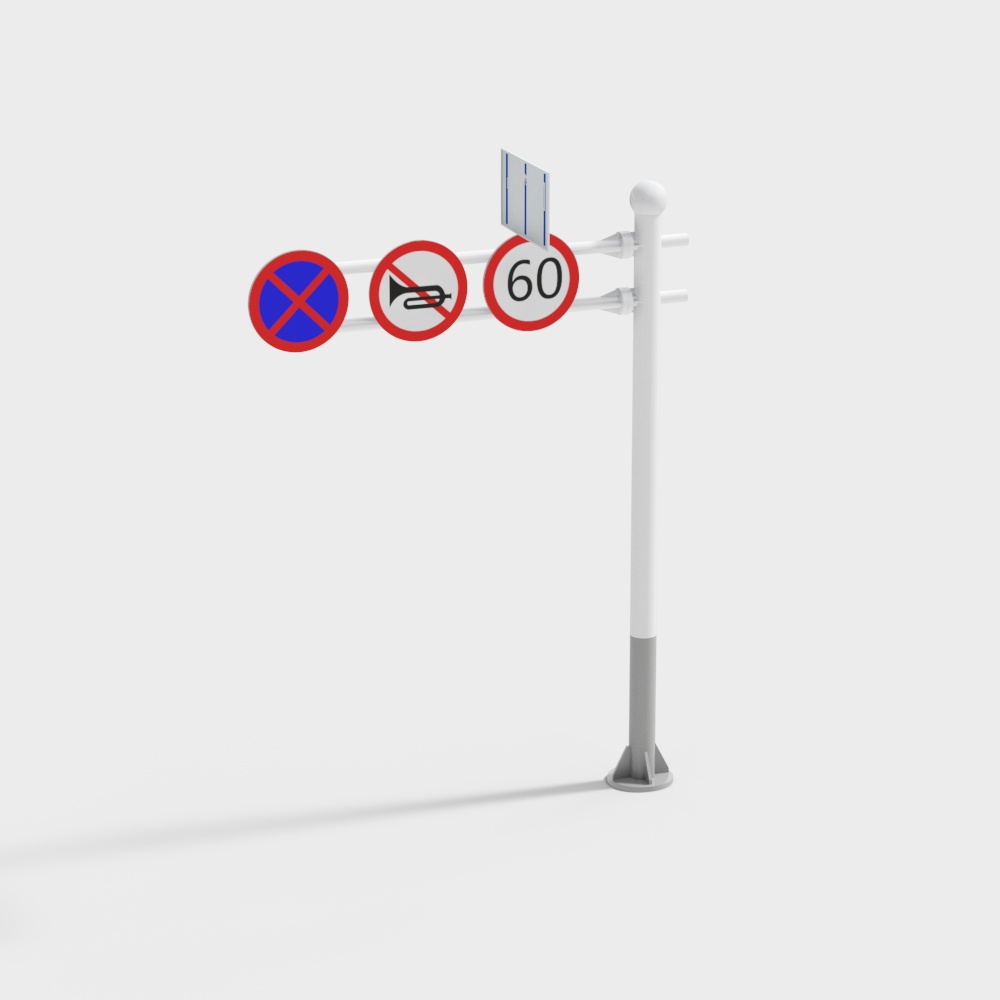 Low-Poly Traffic Sign Pole 3D Model